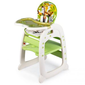 Gyerek étkező szék és asztal 2in1 ZOO | zöld