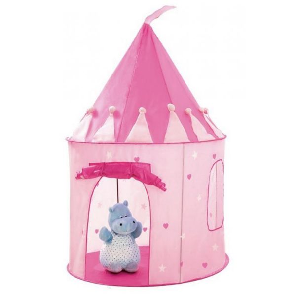 Gyermek sátor - hercegnő vár | rózsaszín tartós poliészterből készült, ennek köszönhetően lehetőség van sátor felállítására egy lányszobában és a kertben.