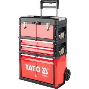 YATO műhelykocsi 3 szakasz, 2 fiók. Professzionális műhelykocsi csúszásgátló felülettel, maximális terhelés 45 kg.