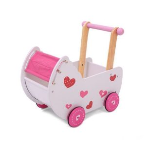 Fa babakocsi babáknak 2in1 | rózsaszín és a játék fa szerkezete hosszú évekig garantálja tartósságát, és tökéletesen járóként fog szolgálni.
