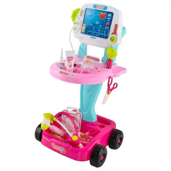 Gyerek orvosi kocsi | rózsaszín minden gyermek számára megfelelő ajándék. Egyesíti a szórakozást és az oktatást - bemutatja az orvosi szakmát.