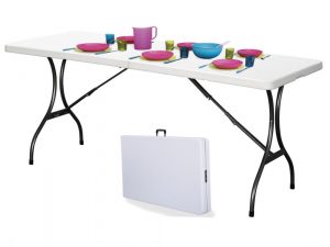Kerti vendéglátóipari asztal, összecsukható - fehér, 240 × 70 cm ZK-240