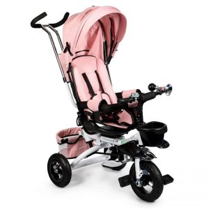 Gyermek tricikli - 360 fokban forgatható | Deluxe rózsaszín számos praktikus megoldást ötvöz, amelyek kényelmes és biztonságos játékot biztosítanak gyermekének.