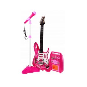 Gyermek gitár mikrofonnal és erősítővel | rózsaszín