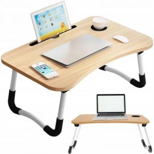 Összecsukható asztal laptop notebook alatt a reggelizőasztal kényelmes munkát tesz lehetővé minden körülmények között. Van benne hely egy csészének, tabletnek és telefonnak.