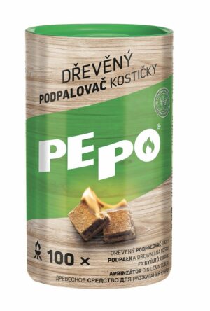 Öngyújtó PE-PO fa - kocka | 100 db csak préselt fa fűrészport és paraffint tartalmaz. Körülbelül 7 percig ég.
