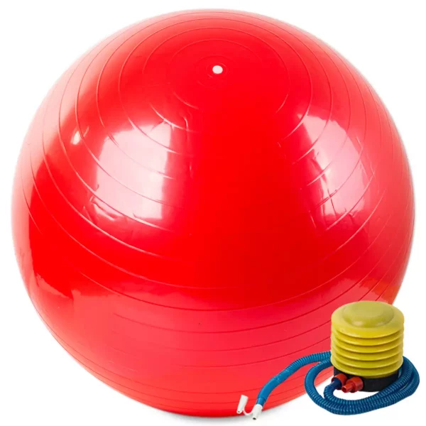 Fit labda - 75 cm-es piros pumpával ellátott gimnasztikai labda ideális otthoni edzéshez és rehabilitációhoz. Pozitív hatással van a fizikai állapotra.