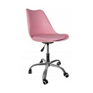 Rózsaszín forgó irodai szék - a magasságállítási funkciónak köszönhetően egyéni igényeihez igazítható.