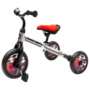 Gyermek tricikli - kidobó és 3 az 1-ben kerékpár ezüst a legjobb szórakozás és a rendkívül könnyű mozgás ígérete.