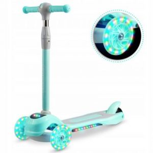 Gyerek tricikli LED világítással türkiz - színes LED világítás kerekekhez, platformhoz és előlaphoz, állítható kormánymagasság.