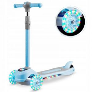 Gyerek roller LED világítással kék - színes LED világítás kerekekhez, platformhoz és előlaphoz, állítható kormánymagasság.