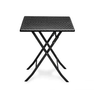 Rattan kerti asztal - fekete Az asztal 62 cm-es előnye, hogy kicsire összehajtható. Stabil felépítés.
