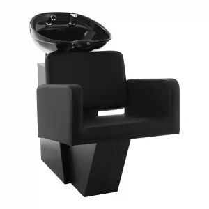 Fodrászmosó doboz TERMOLI - fekete | modell: Termoli szilárd anyagok - kerámia, acél és eco-bőr. Testre szabott beállítás - a mosdó dőlésszögének beállítása.