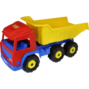 Gyermek teherautó a billenős a legjobb minőségű műanyagból készült, ami garantálja a tartósságot és a használat biztonságát.