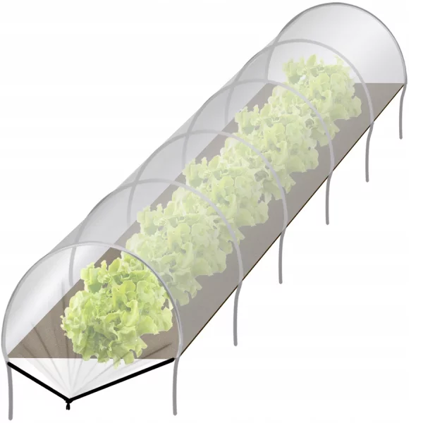 Kerti mini fólia növényeknek - alagút 300x55x40cm minőségi fémhuzalokból készül. Az alagút területe legfeljebb 1,65 m2.
