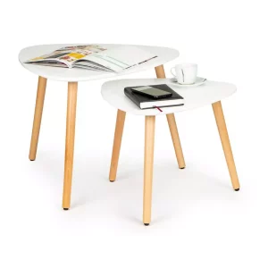 Két modern otthon dohányzóasztal készlet | fehér a skandináv dizájnnak köszönhetően, az asztalok minden belső térben vonzóak lesznek.
