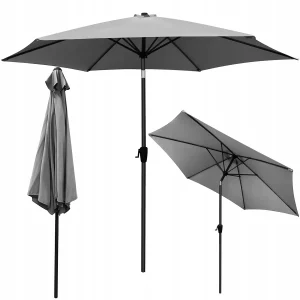 Nagyméretű összecsukható kerti esernyő 3m sötétszürke nagy átmérőjű, ami nagyon jó védelmet nyújt a nap ellen.