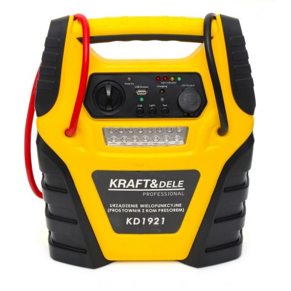 Jump Starter 5V1 - Indítókompresszor zseblámpa | A KD1921 képes elindítani az autót, feltölteni a telefont, megvilágítani az utat és felfújni a kerekeket.