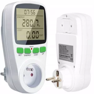 Digitális elektromos fogyasztásmérő - wattmérő lehetővé teszi az energiafogyasztási költségek valós kiszámítását. Nagyméretű, olvasható kijelzője van.