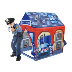 Gyermeksátor A rendőrőrsön gyermeke rendőrt játszhat. Könnyű, biztonságos konstrukció. Lehetőség a házban és a kertben való játékra.