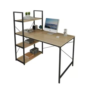 A 120 x 64 cm-es könyvtárral rendelkező íróasztal világos tölgy furnérral borított, és nagy felülete lehetővé teszi a könnyű irodai munkát.