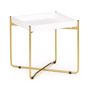 A fehér-arany loft dohányzóasztal modern dizájnja és érdekes formája tökéletes kombinációt teremt a legigényesebb felhasználók számára is.