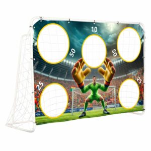 Futballkapu ponyvával és edzőlyukakkal | 180x122 cm - erős acélcsövekből készült. Tartós háló és könnyű összeszerelés.