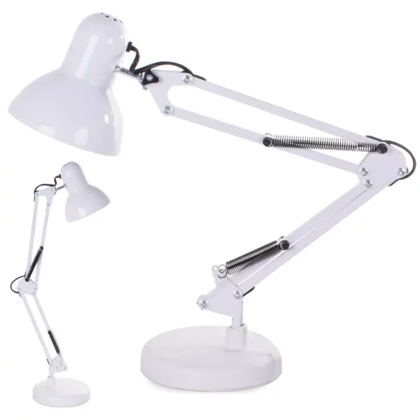 Irodai asztali lámpa - állítható 40W | A fehér tökéletesen megvilágítja az asztalát, és ezáltal hozzájárul a munkakörülmények javításához.