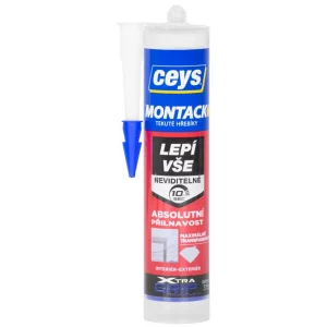 Ceys MONTACK 315g átlátszó szerelőragasztó - minden típusú anyag ragasztásához a legkülönfélébb, mindig tiszta felületet igénylő hordozókra.