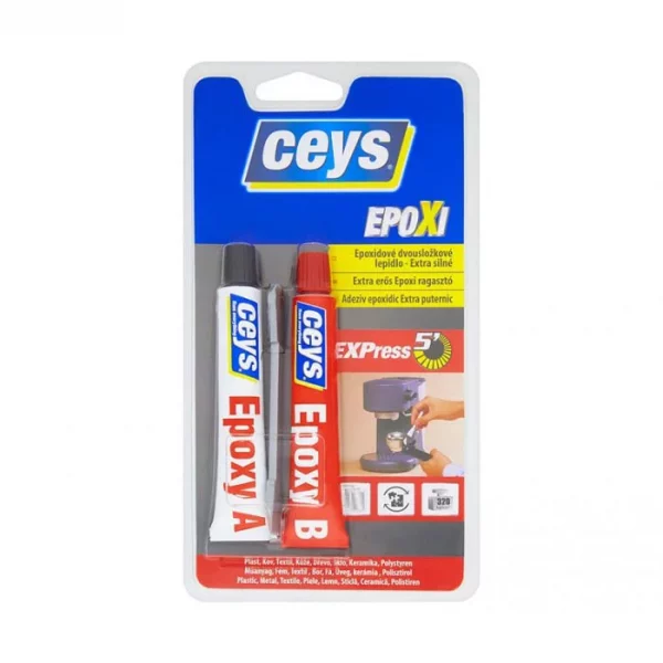 Ceys EPOXICEYS kétkomponensű ragasztó - 30 ml - kikeményedés után csiszolható, fúrható és festhető, víz- és oldószerálló.