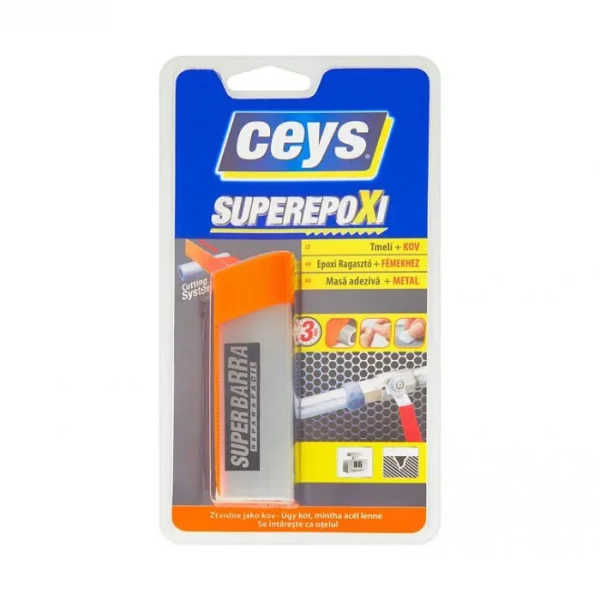 Ragasztógitt fémhez Ceys SUPER EPOXI - 47 g - könnyen formázható, minden típusú fém ragasztására, tömítésére, kitöltésére és helyreállítására szolgál.