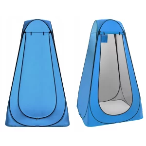 Strand öltöző sátor - zuhanykabin WC | kék - egy strandsátor, amelyet öltözőnek, zuhanyzónak vagy WC-nek használnak.