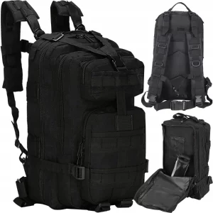 Turisztikai katonai hátizsák / hátizsák 38l | fekete - 5 kamrából áll. Hordozórendszere profilozott vállpántokból áll.