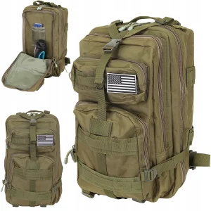 Turisztikai katonai hátizsák / hátizsák 38l | zöld - 5 kamrából áll. Hordozórendszere profilozott vállpántokból áll.