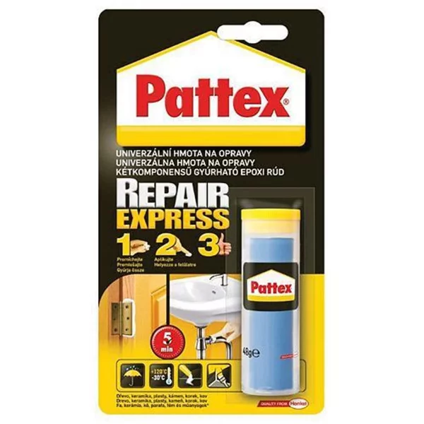 Univerzális javítókeverék Pattex Repair Express 48g - fürdőszobai és konyhai kiegészítők ragasztásához, fából készült termékek javításához stb.