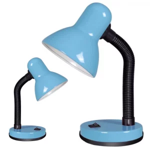 Az állítható asztali lámpa - kék - rugalmas fejhíddal van felszerelve, amely nagy lehetőséget biztosít a fény beesési szögének beállítására.