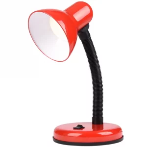 Az állítható asztali lámpa - piros - rugalmas fejhíddal van felszerelve, amely nagy lehetőséget biztosít a fény beesési szögének beállítására.