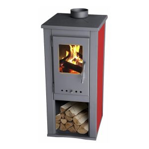 Kandalló kályha Thalia Okta M | piros - kiváló minőségű anyagokból készülnek - öntöttvas és tűzálló agyag. Fával és briketttel történő fűtésre szolgálnak.