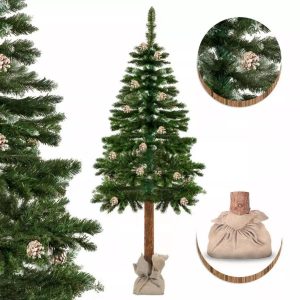 Mesterséges karácsonyfa natúr törzszsel 180 cm - fenyő STANDARD - a fenyő egy gyönyörű, természetes megjelenésű fenyőtobozokkal díszített karácsonyfa.