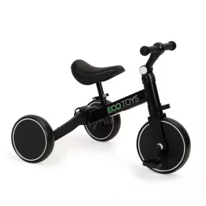 Modern gyermek tricikli 4 az 1-ben | fekete - a gyermek nyugodtan elkezdheti megtanulni az ilyen típusú kerékpározást. Megengedett terhelés: kb 25 kg.