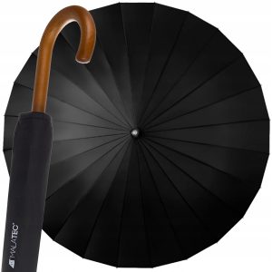 Nagy esernyő 145cm XXL | fekete - két vagy akár három személy is gond nélkül elfér. Nagyon erős esernyő, amely erős szélben is megőrzi eredeti formáját.
