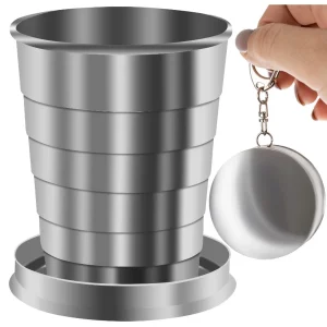 Összecsukható rozsdamentes acél pohár - kulcstartó | 80ml - a teleszkópos pohár egy nagyon hasznos hordozható kütyü. Legfeljebb 80ml ital tárolására alkalmas.