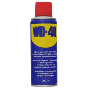 Univerzális spray WD-40 200ml - megállítja a nyikorgást, kiszorítja a nedvességet a fémfelületekről, feloldja és eltávolítja a régi kenőanyagokat.