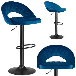 Bárszék háttámlával Meva | kék - az egyedi stílust eleganciával és kényelemmel ötvözi. Divatos, párnázott ülés és kényelmes lábtartó és talp.