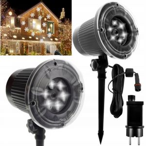 LED kültéri karácsonyi projektor - hópelyhek - beltéri és kültéri használatra egyaránt ideális. Fantasztikus dísze lesz a háznak, akárcsak karácsonykor.