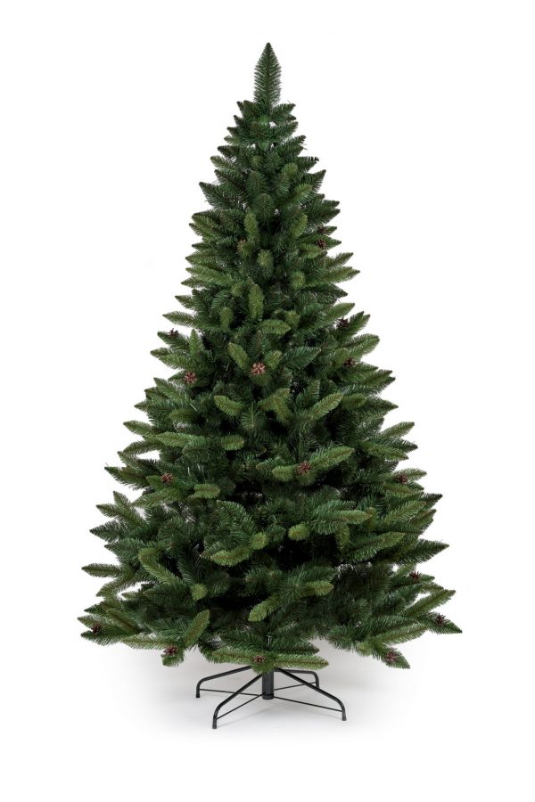 Mesterséges karácsonyfa kúpokkal PREMIUM | 1 m - a gallyak kiváló minőségű PVC anyagból készülnek. A fát sűrű korona jellemzi.