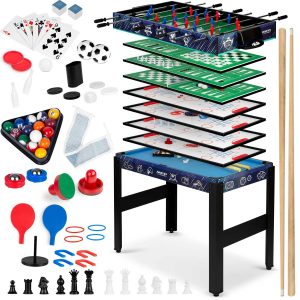 Többfunkciós játékasztal 12 az 1-ben 106x59x90 cm | NS-801 fekete - legfeljebb 12 játékot tartalmaz. Komplett kiegészítők készlet játékokhoz. Cserélhető játéktáblák.