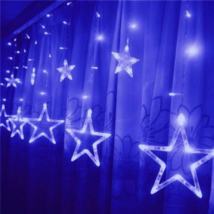 Karácsonyi világítás - fényfüggöny 4m 138 LED | csillagok - gyönyörű lakásdísz a karácsonyi szezonban. Kék színű LED lámpák.