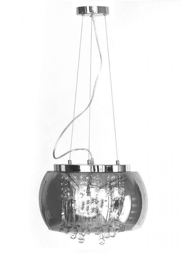 LED mennyezeti lámpa / csillár 40cm | CH085 5xMAX40W - ezüst üveglámpa vízcseppek hatásával. LOFT stílusú függesztett lámpa.