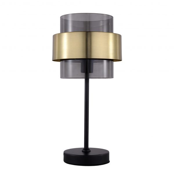 Asztali lámpa, füst-arany, Miele | Az LP-866/1T BK tökéletesen megvilágítja a szükséges teret, például az irodában. Ez a világítás fémből és üvegből készül.